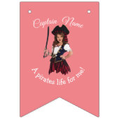 Fun Pink Girl Pirate Bunting Flags Vlaggetjes (Eerste vlag)