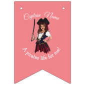 Fun Pink Girl Pirate Bunting Flags Vlaggetjes (Derde vlag)