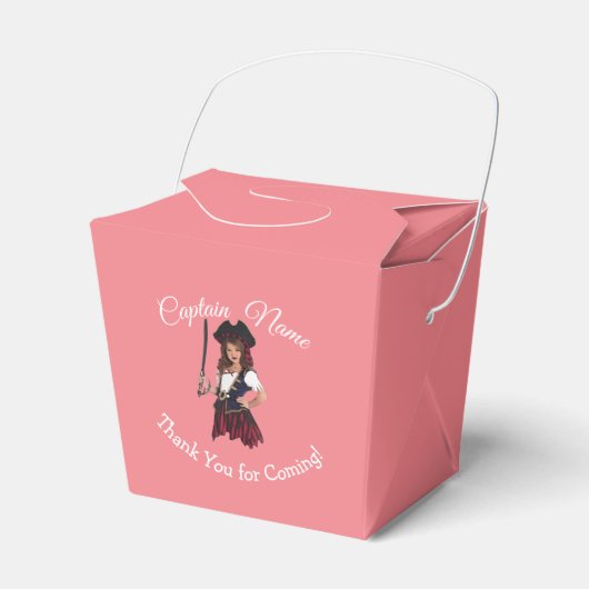 Fun Pink Girl Pirate Favor Box Bedankdoosjes (Voorkant Zijde)