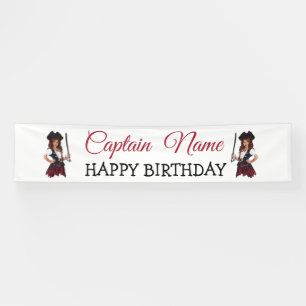 Fun Pink Girl Pirate HAPPY BIRTHDAY Banner