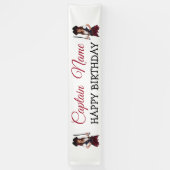 Fun Pink Girl Pirate HAPPY BIRTHDAY Banner (Verticaal)