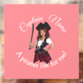 Fun Pink Girl Pirate Raamsticker (Vel 2)