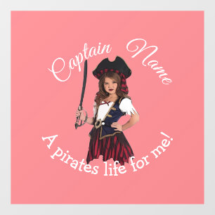 Fun Pink Girl Pirate Raamsticker
