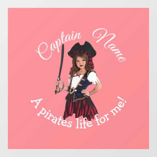 Fun Pink Girl Pirate Raamsticker (Vel)