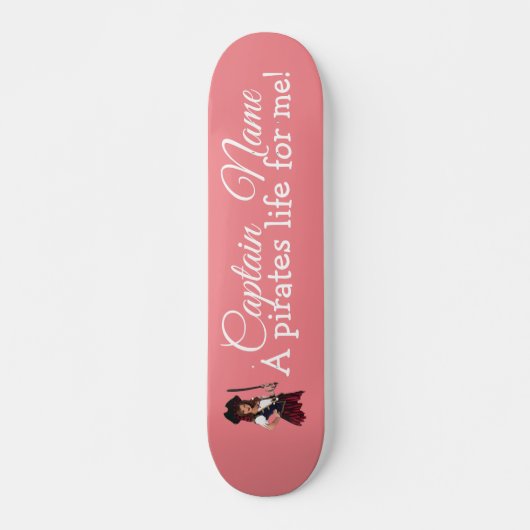 Fun Pink Girl Pirate Skateboard (Voorkant)