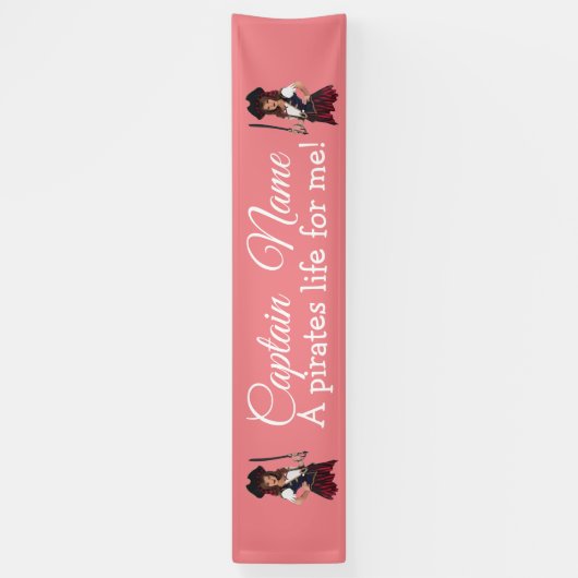 Fun Pink Girl Pirate Spandoek (Verticaal)