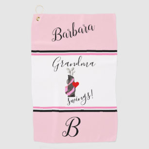 Fun Pink Golf Bag Monogram Naam Golfhanddoek