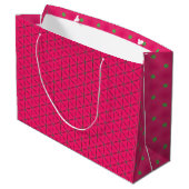 Fun Pink & Green Modern Design Large Gift Bag Groot Cadeauzakje (Achterkant Gekanteld)