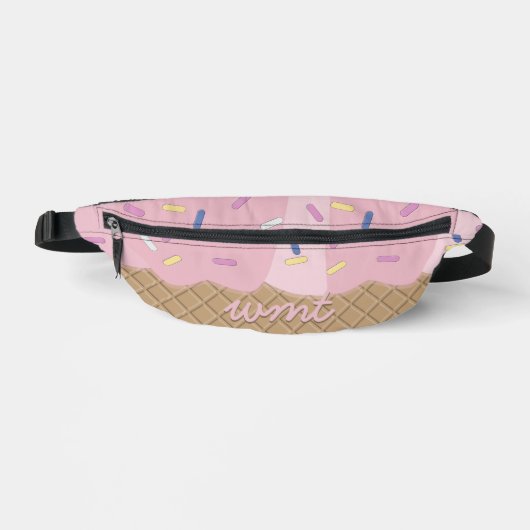 Fun Pink Ice Cream Cone Monogramme Fanny Pack (Recto)