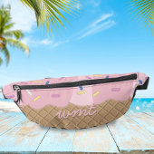 Fun Pink Ice Cream Cone Monogramme Fanny Pack
