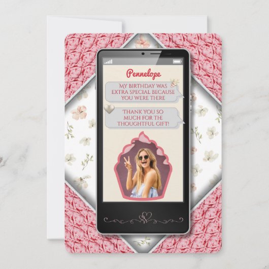 Fun Pink Knished Texte Message Merci Cartes (Devant)