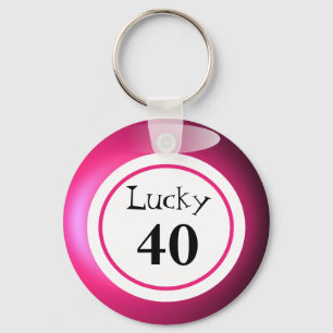 Fun Pink Lucky Number Bingo Ball Theme Sleutelhanger