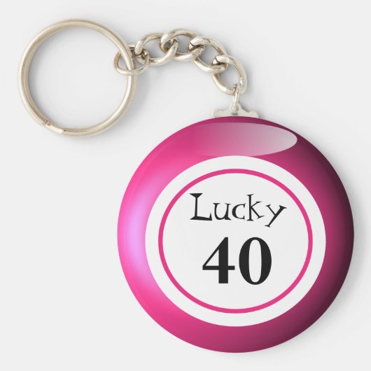 Fun Pink Lucky Number Bingo Ball Theme Sleutelhanger (Voorkant)