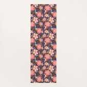 Fun Pink Retro Floral Pattern Monogram Yoga Mat (Achterkant)