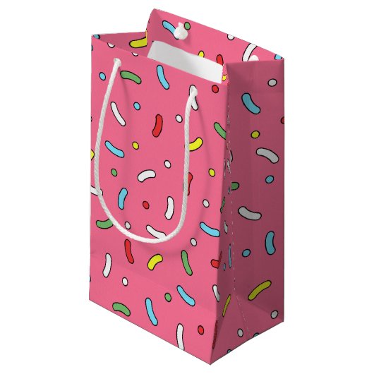 Fun Pink Snoep Sprinkles Patroon Klein Cadeauzakje (Voorkant Gekanteld)