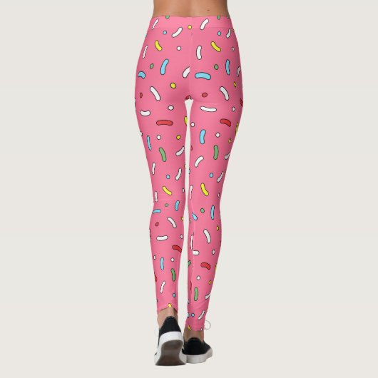 Fun Pink Snoep Sprinkles Patroon Leggings (Achterkant)