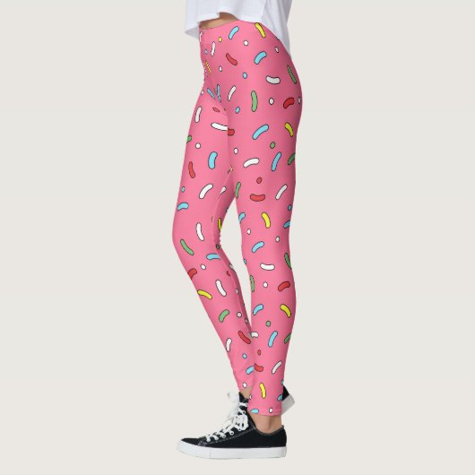 Fun Pink Snoep Sprinkles Patroon Leggings (Links)