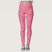 Fun Pink Snoep Sprinkles Patroon Leggings (Voorkant)
