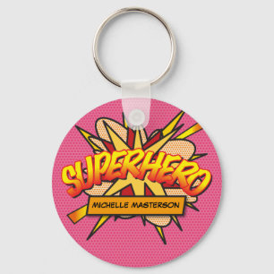 Fun Pink Specialized Comic Book SUPERHERO Sleutelhanger