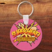 Fun Pink Specialized Comic Book SUPERHERO Sleutelhanger (Voorkant)