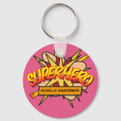 Fun Pink Specialized Comic Book SUPERHERO Sleutelhanger (Achterkant)