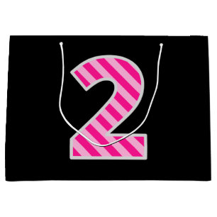Fun Pink Striped "2"; Happy 2nd Birthday; naam Groot Cadeauzakje