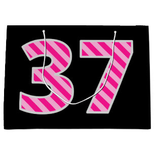 Fun Pink Striped "37"; Happy 37th Birthday; naam Groot Cadeauzakje