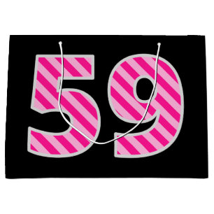 Fun Pink Striped "59"; Happy 59th Birthday; naam Groot Cadeauzakje