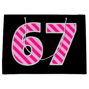 Fun Pink Striped "67"; Happy 67th Birthday; naam Groot Cadeauzakje