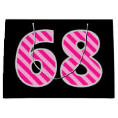 Fun Pink Striped "68"; Happy 68th Birthday; naam Groot Cadeauzakje (Voorkant)