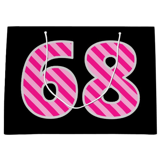 Fun Pink Striped "68"; Happy 68th Birthday; naam Groot Cadeauzakje (Voorkant)