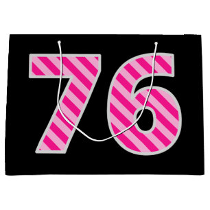Fun Pink Striped "76"; Happy 76th Birthday; naam Groot Cadeauzakje