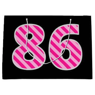 Fun Pink Striped "86"; Happy 86th Birthday; naam Groot Cadeauzakje
