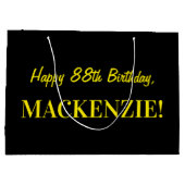 Fun Pink Striped "88"; Happy 88th Birthday; naam Groot Cadeauzakje (Achterkant)