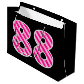 Fun Pink Striped "88"; Happy 88th Birthday; naam Groot Cadeauzakje (Voorkant Gekanteld)