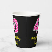Fun Pink Stripes "40": Happy 40th Birthday + Name Papieren Bekers (Rechts)