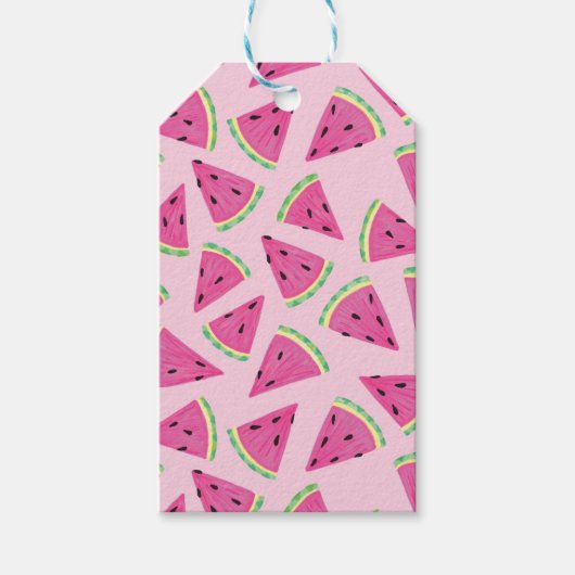 Fun Pink Tropical Summer Watermelon patroon Cadeaulabel (Voorkant)