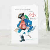Fun Pirate 4e Anniversaire Carte pour Grandson (Devant)