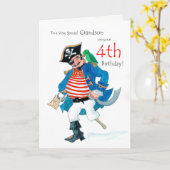 Fun Pirate 4e Anniversaire Carte pour Grandson (Fleur jaune)