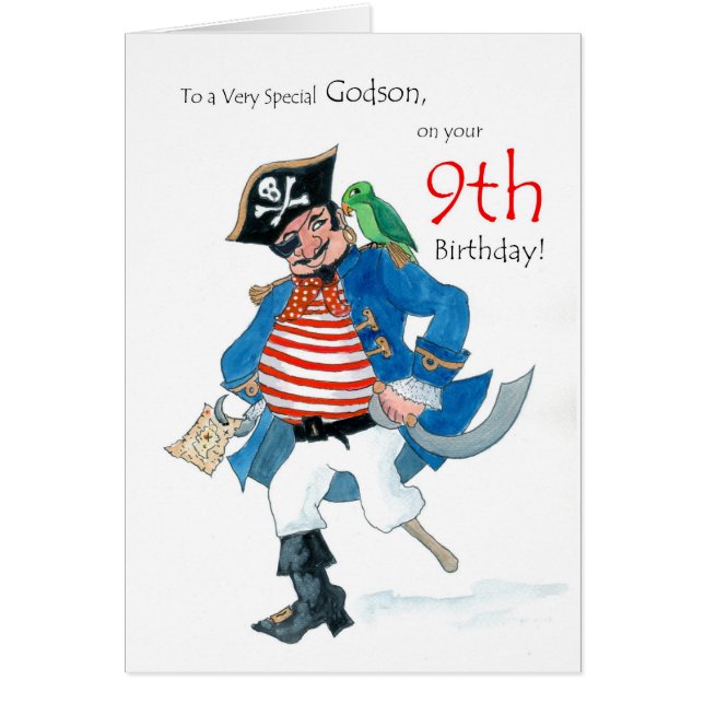 Fun Pirate 9e Anniversaire Carte pour Godson (Devant)
