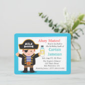 Fun Pirate Captain Boy Theme Birthday Party Kaart (Staand voorkant)