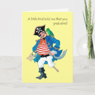 Fun Pirate, Parrot Afstuderen Gefeliciteerd Kaart