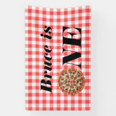 Fun plak, één pizza 1e verjaardag achtergrond spandoek (Verticaal)