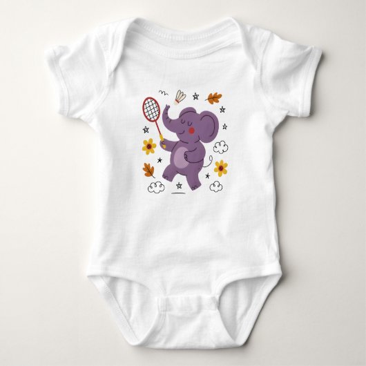 Fun playing baby elephant  romper (Voorkant)