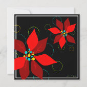 Fun Poinsettia Retro Holiday Party Invitation (Dos)