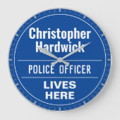 Fun Police Officer Wall Plaque Style Grote klok (Voorkant)