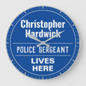 Fun Police Sergeant Wall Plaque Style Large Clock Grote Klok (Voorkant)