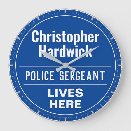 Fun Police Sergeant Wall Plaque Style Large Clock Grote Klok (Voorkant)