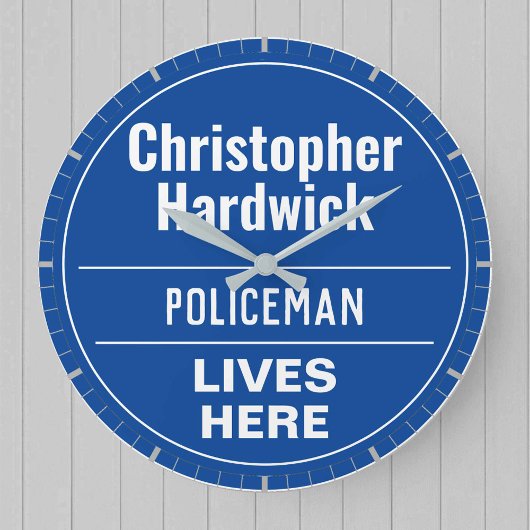 Fun Policeman Mur Plaque Style Grande horloge