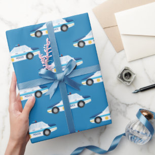 Fun politiepatroon met patroonplaat cadeaupapier